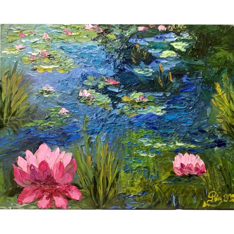 Water Lilies Painting Original Art Oil Painting Floral Artwo - Inspire ...