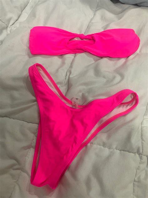 Shein Two Piece Neon Bikini Women S Fashion Swimwear Bikinis Swimsuits On Carousell