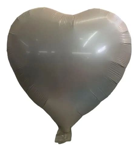 2 Globos Metalicos 46cm En Forma De Corazón Color Nude Mate Meses sin