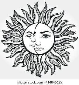 Sun And Moon Drawing Tattoo