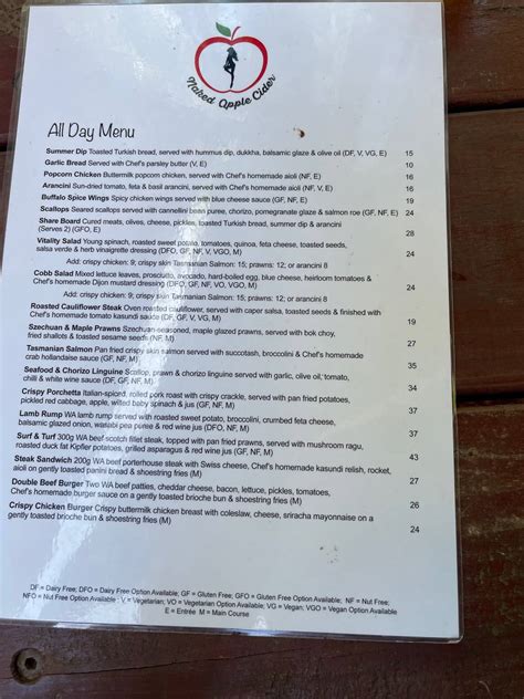 Menu At Naked Apple Cider House Restaurant Karragullen