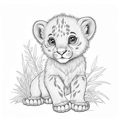 Realistic Baby Lion Coloring Pages