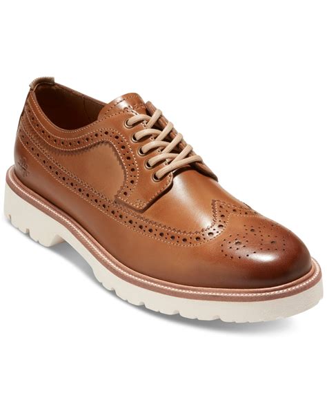 Cole Haan Mens American Classics Longwing Oxford Shoes Mens Shoes In Pecan Egret Modesens