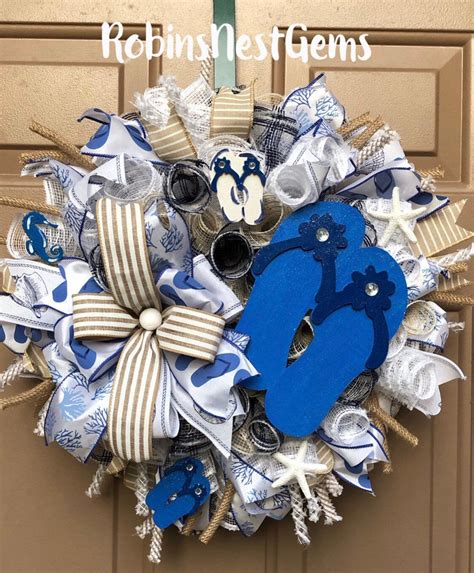 Beach Themed Wreath Beach Decor Beach House Wreath Beach Etsy Beach