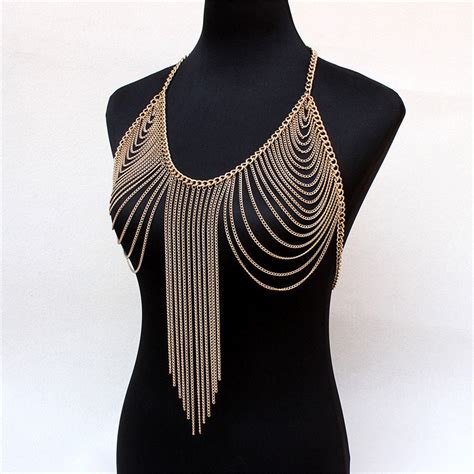 Gold Chain Bra Gold Body Chain Body Jewelry Jewelry Bra Etsy