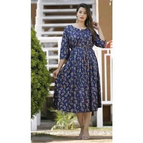 Cotton Party Wear Ladies 3 4 Sleeve Kurtis Size M Xxl Wash Care