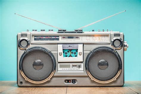 Premium Photo Retro Outdated Portable Stereo Boombox Radio Receiver With Cassette Recorder