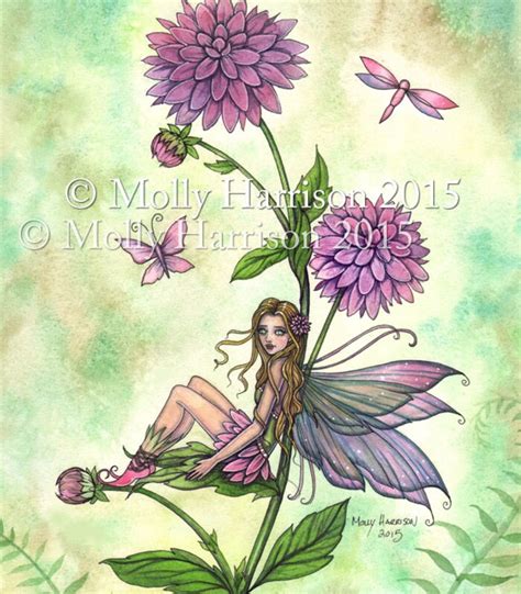 Dahlia Fairy Flower Fairy Watercolor Fantasy Art Print By Molly Harrison Makerplace By Michaels