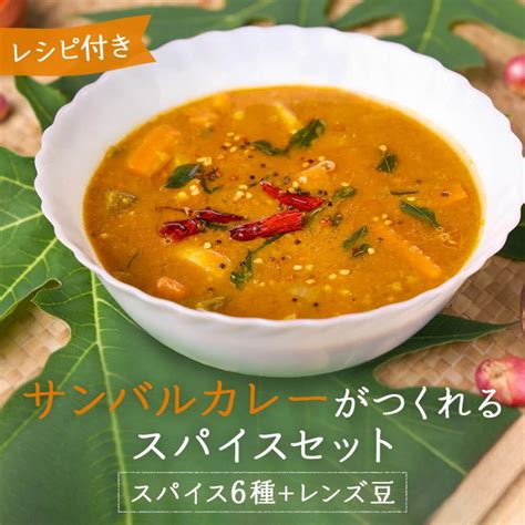 サンバルカレー スパイス 6種セット 簡単レシピ付き カレー カレー粉 スパイス レンズ豆 調味料 香辛料 業務用 食品 お取り寄せグルメ