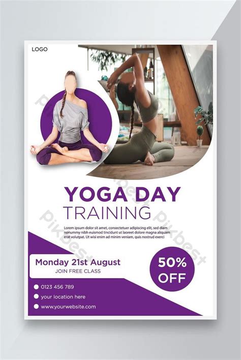 Yoga Day Training Poster Flyer Design Fitness Asanas Class Yoga Event