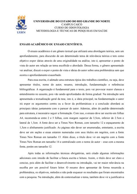 Ensaio Cient Fico M Todos De Pesquisa Universidade Do Estado Do