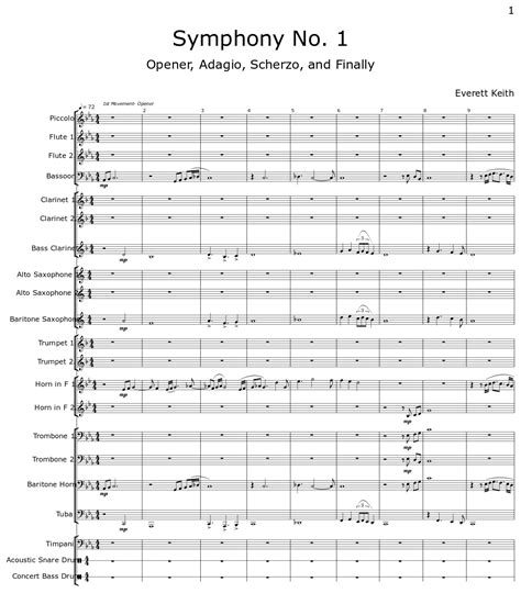 Symphony No 1 Sheet Music For Piccolo Flute Bassoon Clarinet