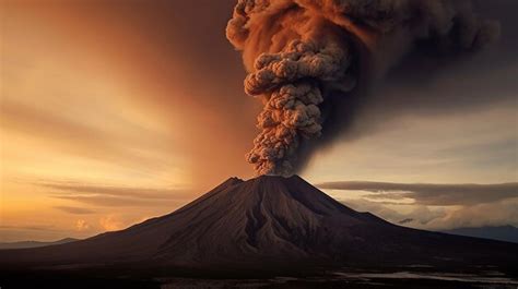 Una erupción volcánica con una imponente columna de humo y cenizas que