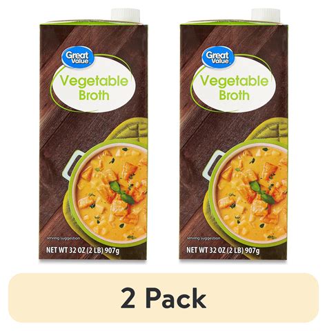 2 Pack Great Value Vegetable Broth 32 Oz Carton Shelf Stable