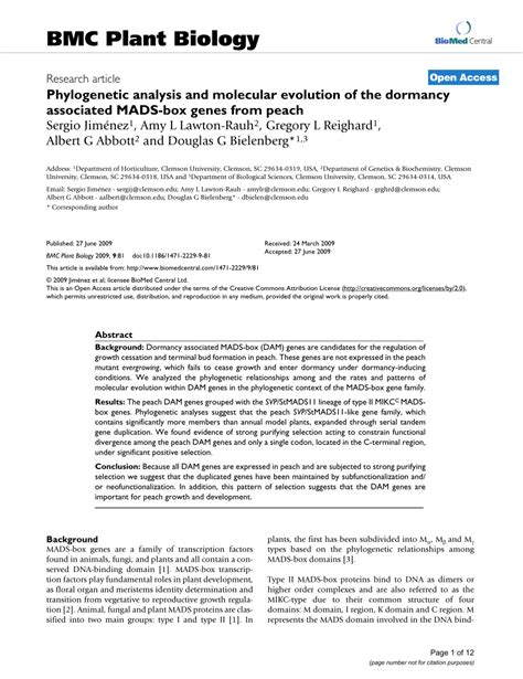 Pdf Phylogenetic Analysis And Molecular Evolution Of The Dormancy