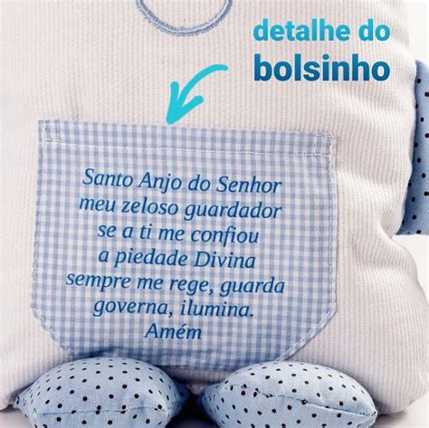 Boneco Naninha Oração Santo Anjo Azul