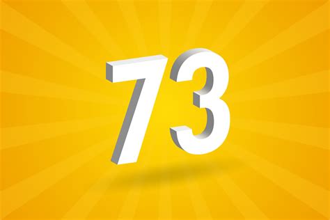 3D 73 number font alphabet. White 3D Number 73 with yellow background ...