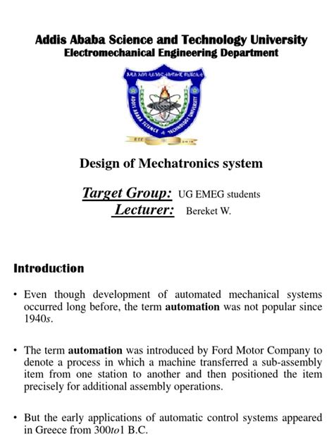 Design of Mechatronics System | PDF | Mechatronics | Automation