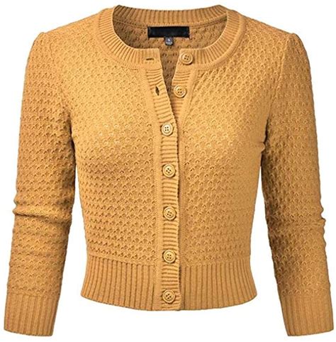 Vertvie Damen Bolero Kurze Strickjacke 3 4 Ärmel Cardigan Elegante