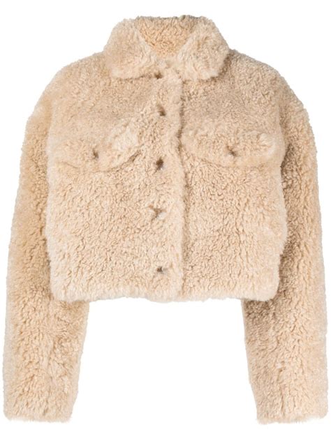 Marant Etoile Fazia Faux Shearling Jacket In Beige Modesens