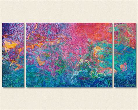 Large Triptych Abstract Art Canvas Print 30x60 to 40x78 in - Etsy