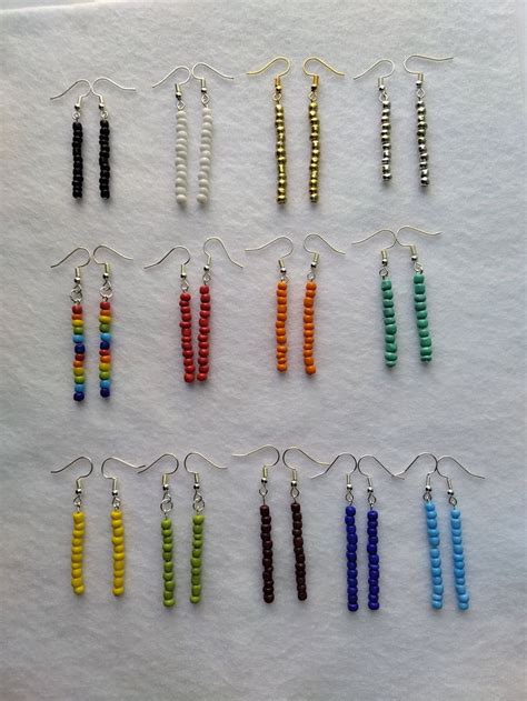 Beaded Earrings Handmade Bead Earrings Glass Seed Beads Dangle