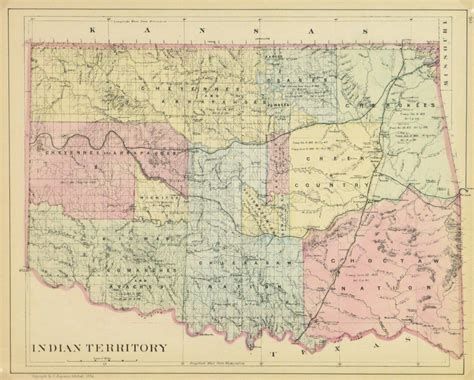 Map Oklahoma Indian Territory, 1884