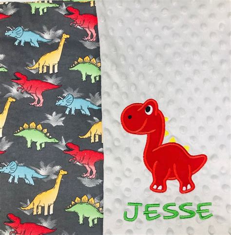 Personalized Dinosaur Baby Blanket Dinosaur Blanket With Etsy