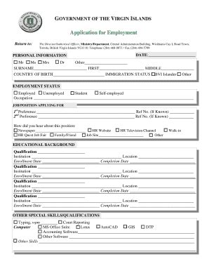 Fillable Online Bvi Gov Employment Application Form Vogue Footwear