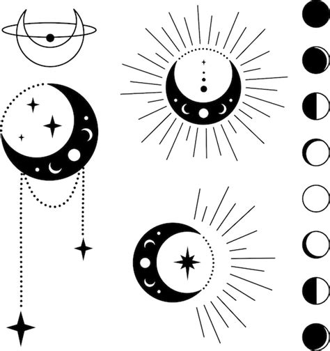 Lua crescente boêmia estrelas ilustração de astrologia de raios