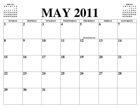 MAY 2011 CALENDAR OF THE MONTH: FREE PRINTABLE MAY CALENDAR OF THE YEAR - AGENDA