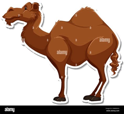 A Sticker Template Of Camel Cartoon Character Illustration Stock Vector