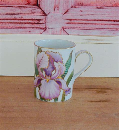 Fitz And Floyd Flower Mug Vintage Porcelain Iris Coffee Cup Etsy