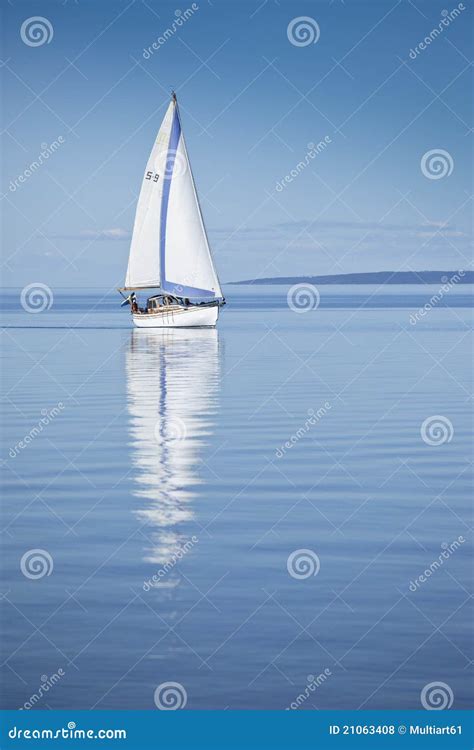 Sailboat In Calm Water Stock Photo Image Of Sailing