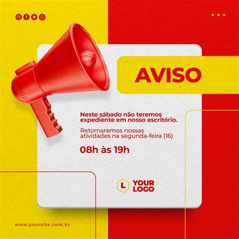 A Red And Yellow Flyer With A Bullhorn On It S Side That Says Aviso