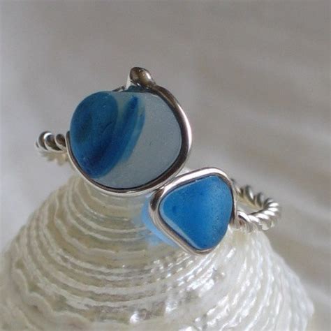 Natural Sea Glass Sterling Silver Ring Rare Royal Blue - Etsy