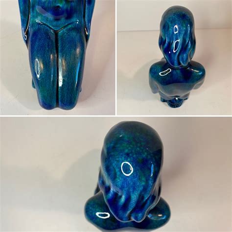 Nude Ceramic Figurine Blue Green Glazed Sculpture Canada Etsy