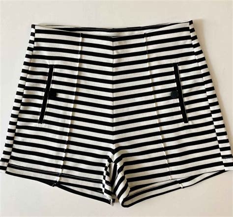 High Waisted Striped Shorts In Black And White Double Trouble Apparel