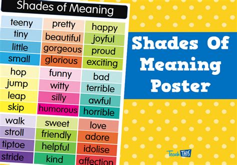 Shades Of Meaning Poster Teacher Resources And Classroom Games Artofit