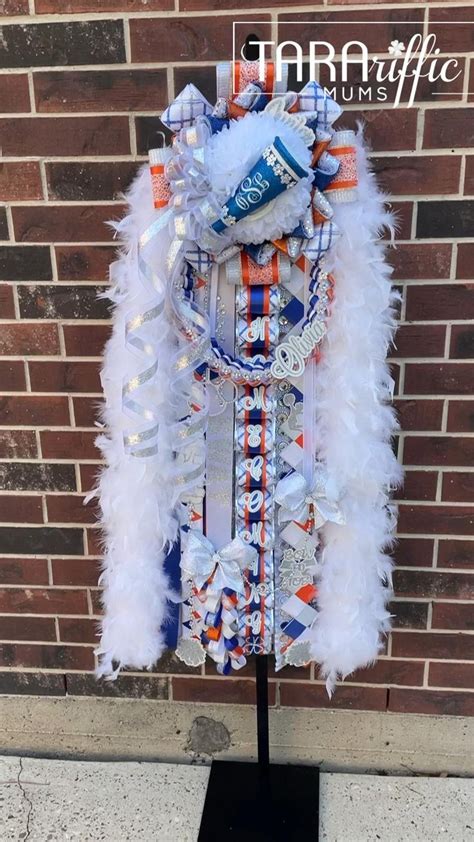 Royal Orange And White Tarariffic Single Homecoming Mum