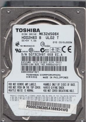 Toshiba MK3265GSX - HDD FAQs