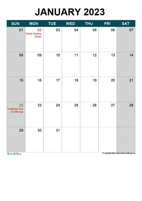 Download Free Printable 2023 Monthly Calendar With Bhutan Holidays