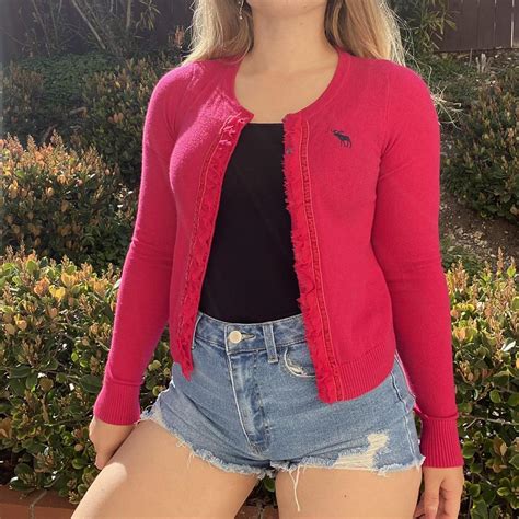 Abercrombie Fitch Women S Pink Cardigan Depop