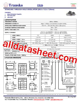 Sxo Datasheet Pdf Transko Electronics Inc