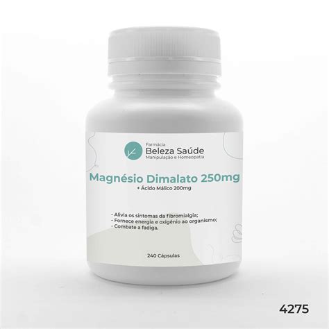 Magnésio Dimalato 250mg Ácido Málico 200mg Beleza Saúde Farmácia de