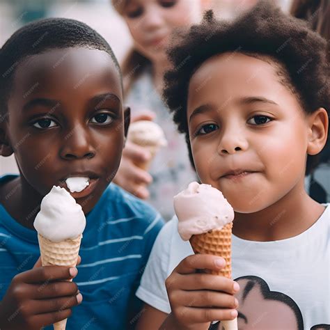 Premium AI Image | selective focus of cute african american kids eating
