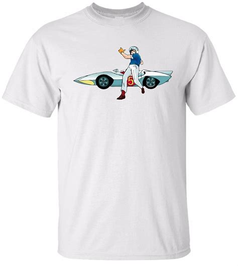 Youth Speed Racer And The Mach 5 White T Shirt 100 Cotton Tee By Bmf