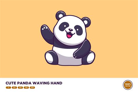 Cute Panda Waving Hand Graphic by catalyststuff · Creative Fabrica