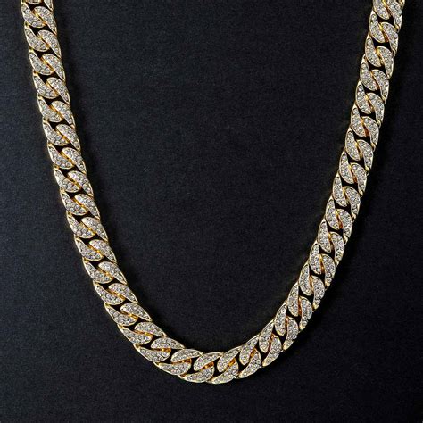 Iced 18k Gold 13mm Cuban Chain Helloice Jewelry