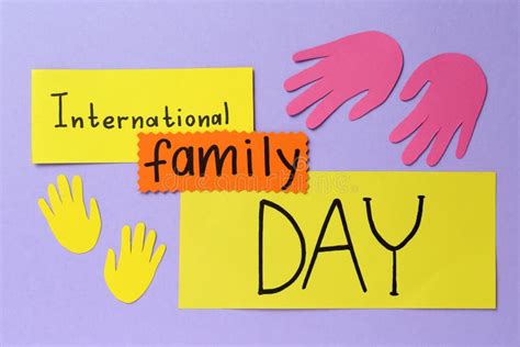 Happy International Family Day. Cards with Text and Paper Hands Cutouts ...